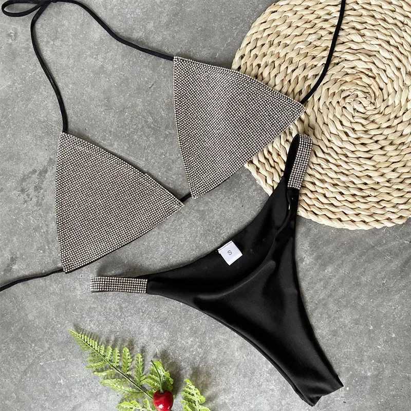 Halter Jeweld Sequins Diamond Bikini Womens Swimsuit Fa Swimsuit Two Piece Bikini Set Mini SwimsuitXJ250324