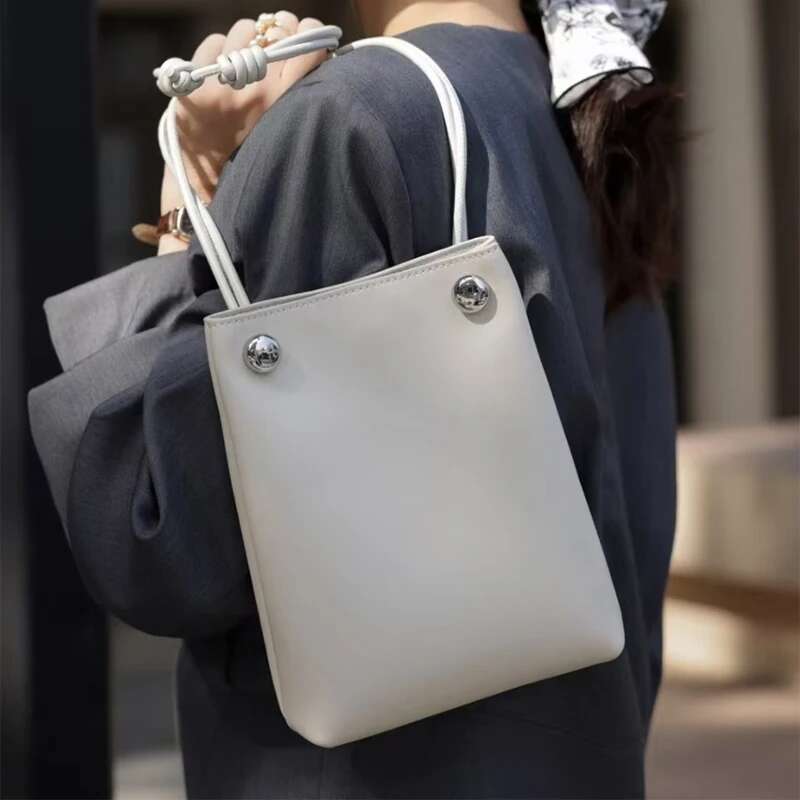 Brand Cowhide Crossbody Bucket Women's 2025 Spring New Magnetic Buckle Portable Handbag Ladies Simple Style Evening Bag