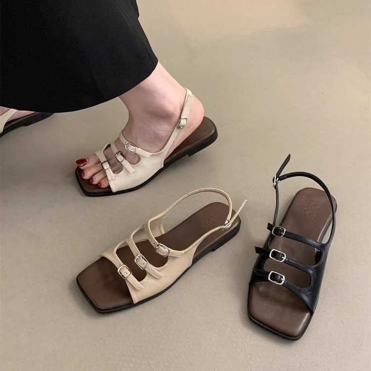 Fashion Sandals Womens Summer New French Fairy Beach Fashion Soft Flat Roman Shoes
