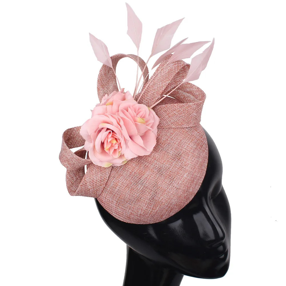 Ivory Fashion Fascinator Hat For Women Elegant Ladies Headpiece With Fancy Flower Charming Fedora Cap Party Dinner Chapeau Cap 250320