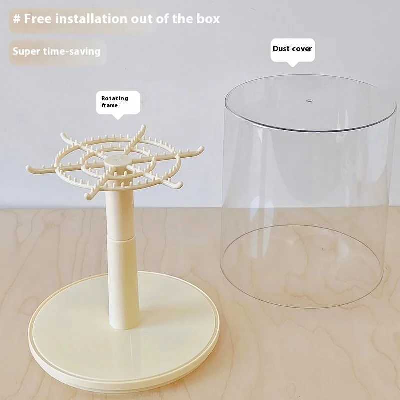 Decorations For Labubu Dolpendant Display Box Rotating Transparent Labubu Doll Handmade Storage Display Stand Decorat OrnamentsC250325