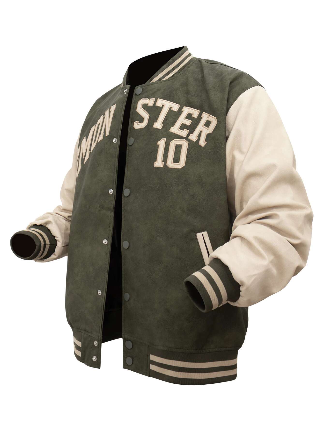 Men's Vintage Jackets Embroidery Faux Leather Baseball College Coats Varsity Letterman Bomber Jacket For Fall&Winter