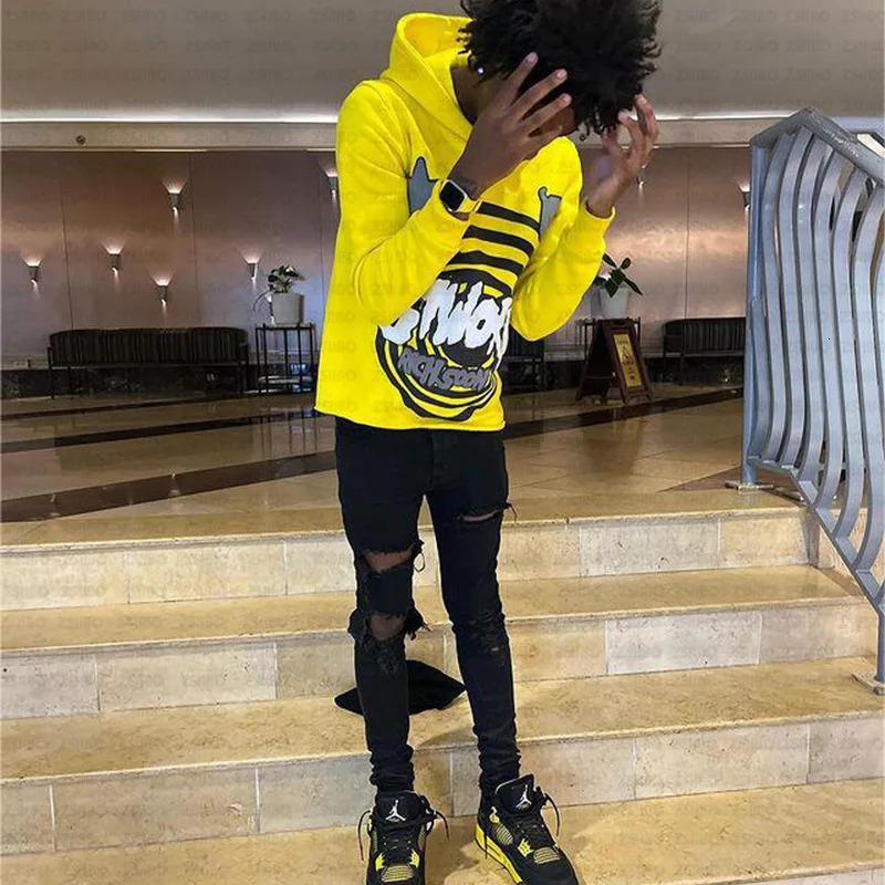 Harajuku jacket anime printed mens hooded sweater oversized long sleeved zipper top casual 250318