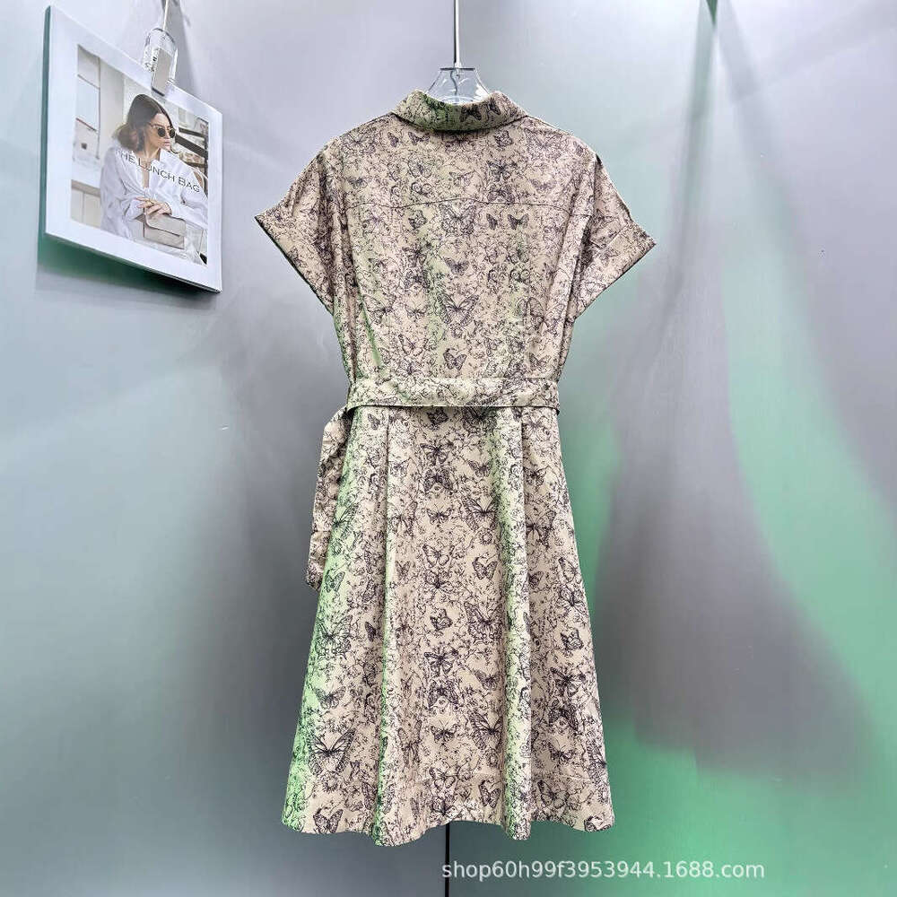 Spring And Summer New Fashionable Temperament, Age Reducing Full Printed Butterfly Short Sleeved Dress For Women B5