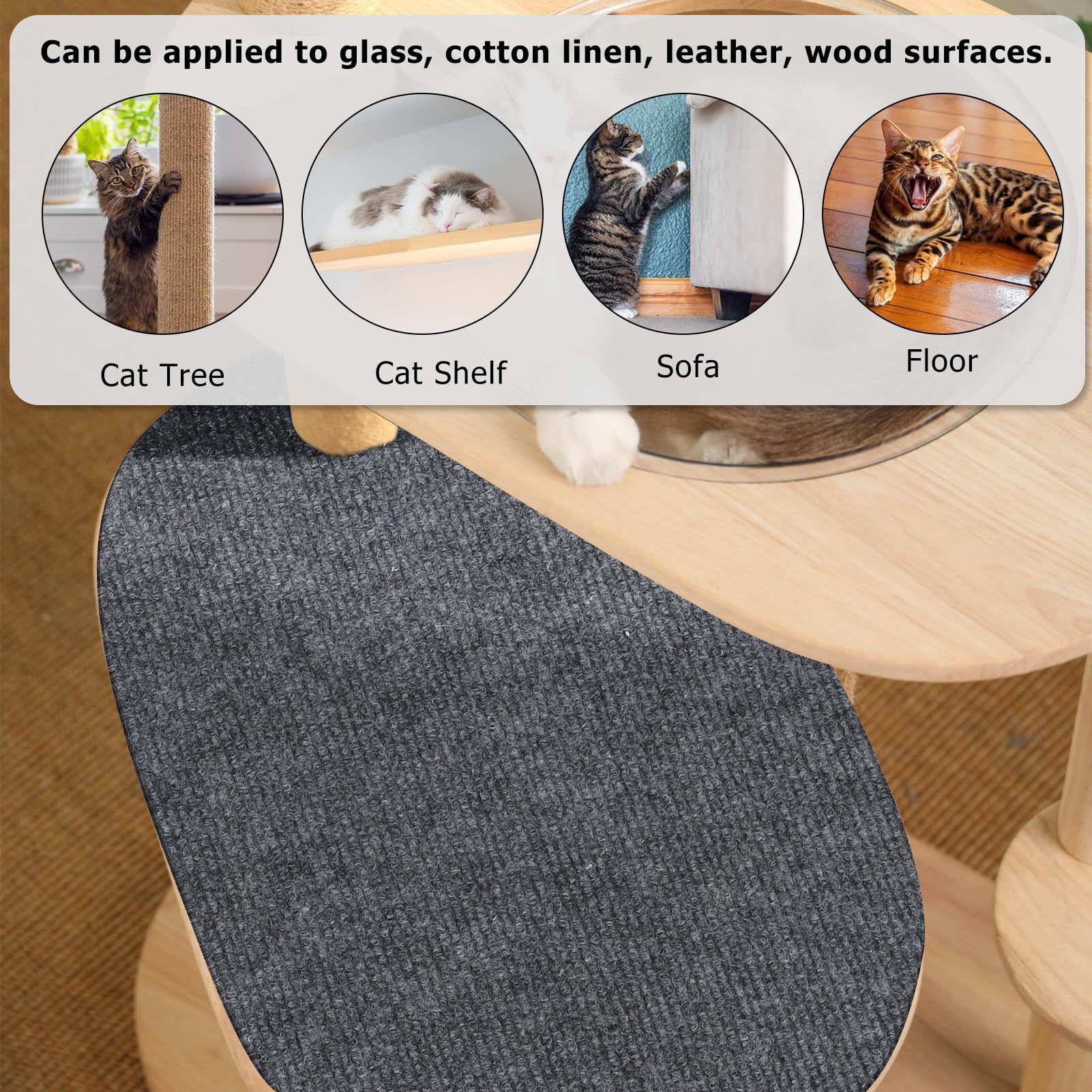 Trimmable Cat's Paws Self-adhesive Carpet Mat Wear-resistant, Scratch-resistant Suitable Wall Stickers Furniture Steps Posts Anti Cat Scratch