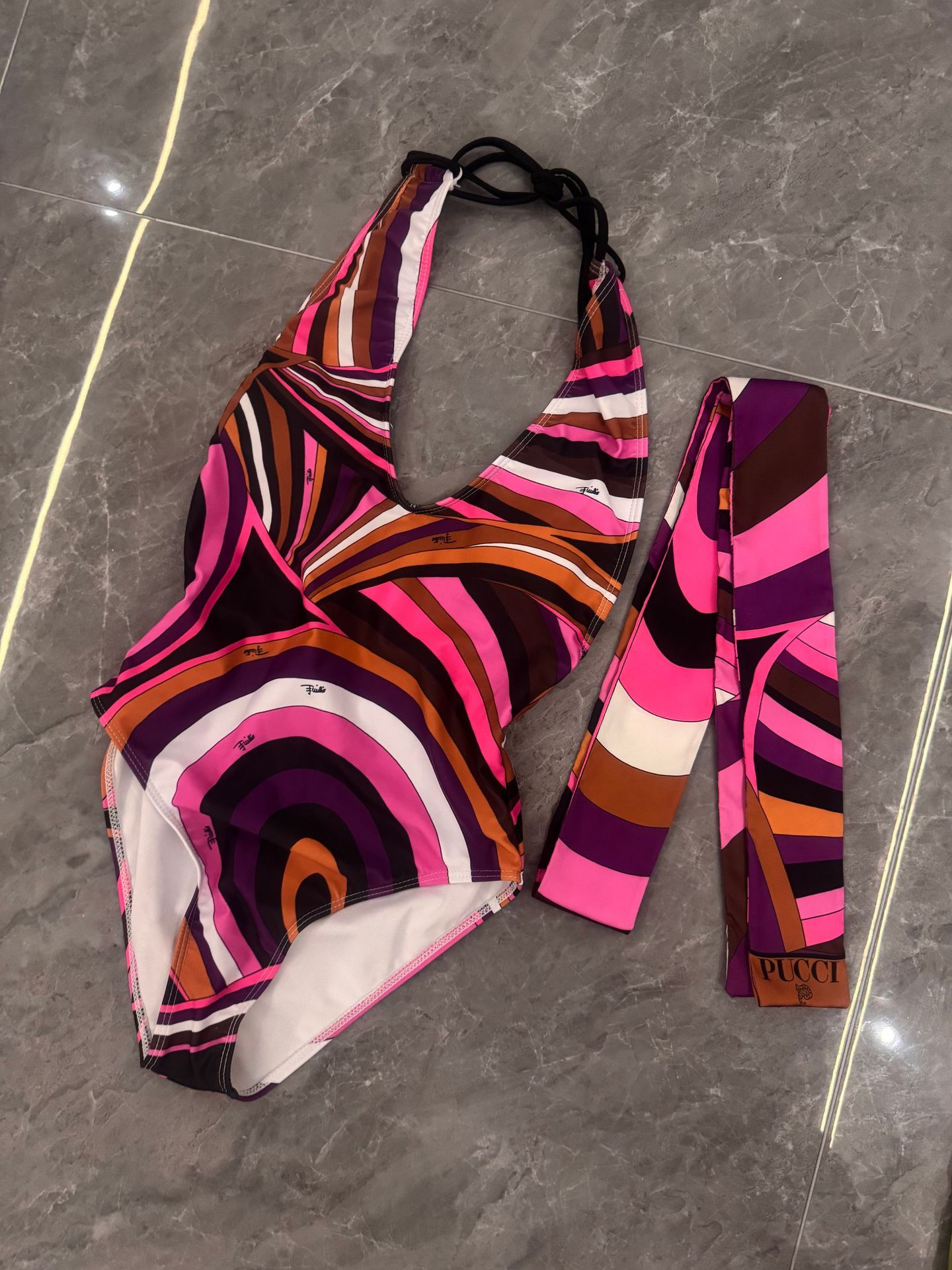 Women's Swimwear 2025 Striped Bikini Scarf Beachwear Women Swimsuit Three Piece Of Bathing Suit Thong