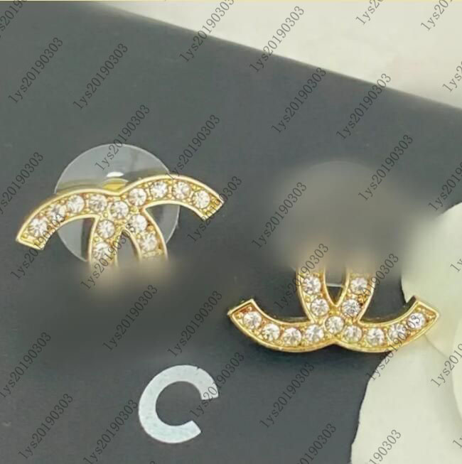Earrings Designer Letters Stud Simple Gold Plated Brand Geometric Famous Women Round Crystal Rhinestone luxury Pearl Earring Wedding Jewerlry
