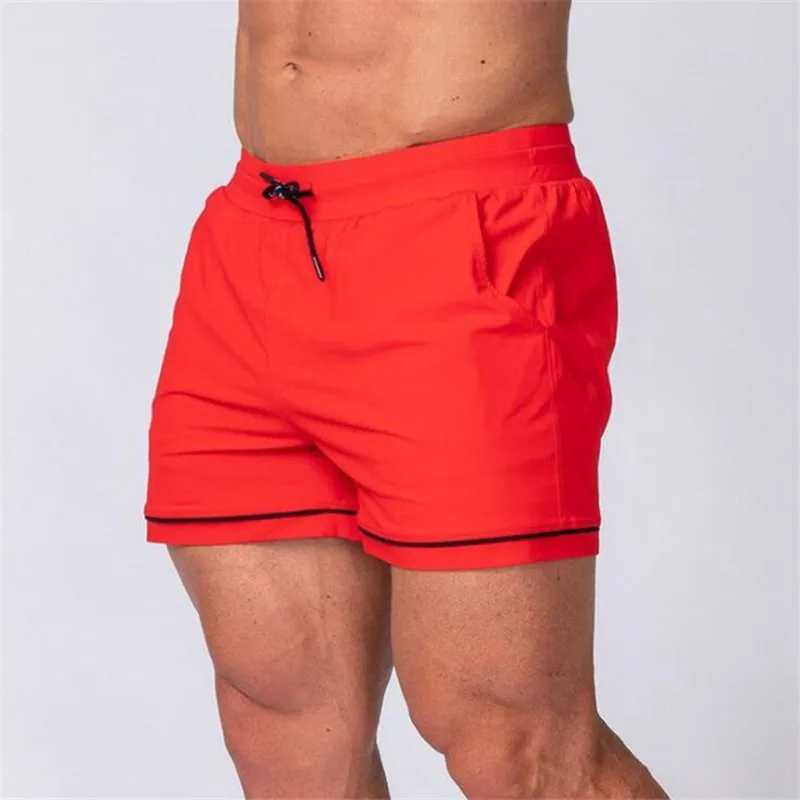 Mens running shorts gym fitness training sportswear mens shorts knee length beach sports pants bottom W250324