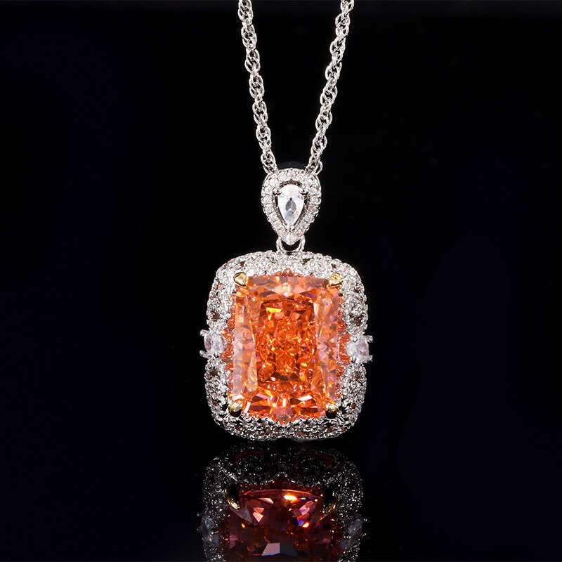 2024 New Zhuangsheng Jewelry High Carbon Dia Ice wer Cut Copper Set Light Pendant Main Stone 12 * 16