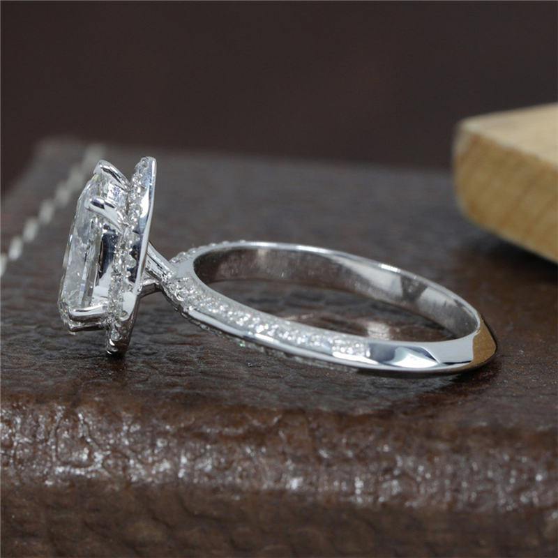 Jewelry White Gold Ring For Women 14K 18K Solid Gold 1.5 Carat Pear Halo Lab Diamond Engagement Ring IGI CVD HPHT Diamond Womens Gold Ring