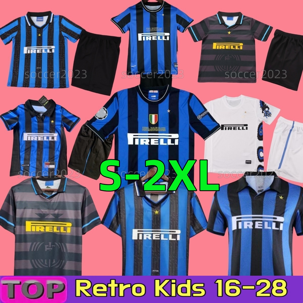 Retro Kids finals 2009 MILITO SNEIJDER ZANETTI Soccer jersey Eto'o Football 97 98 99 01 02 03 Djorkaeff Baggio ADRIANO MILAN 10 11 BATISTUTA Inters Zamorano uniforms