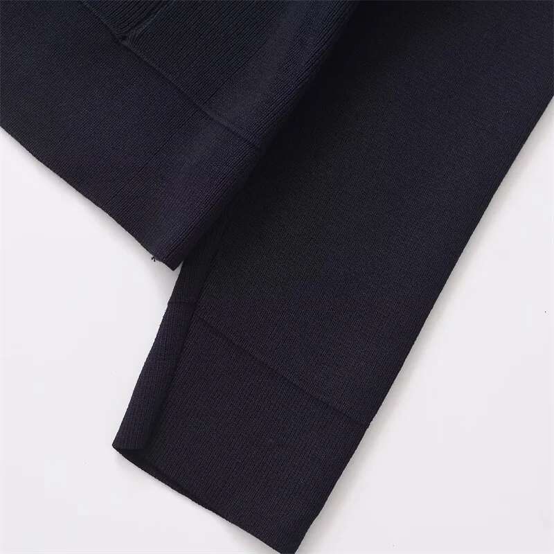 Autumn New Women's Wer Buttons Decoration Knit Cardigans Office Lady V-Neck Long Sleeve Navy Blue Sweater