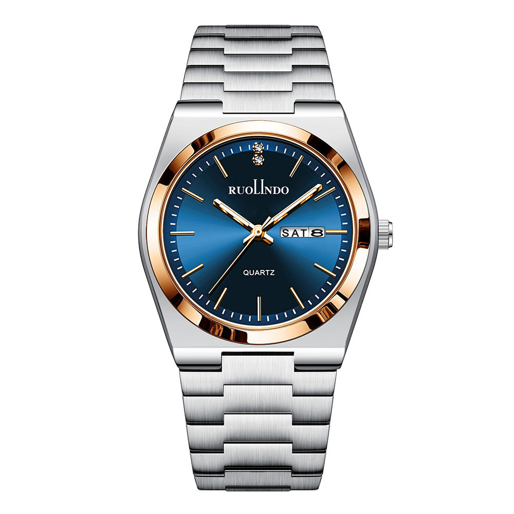 New Live Watch Mens Watch Dual Calendar Night Light Quartz Stainless Steel Mens Watch