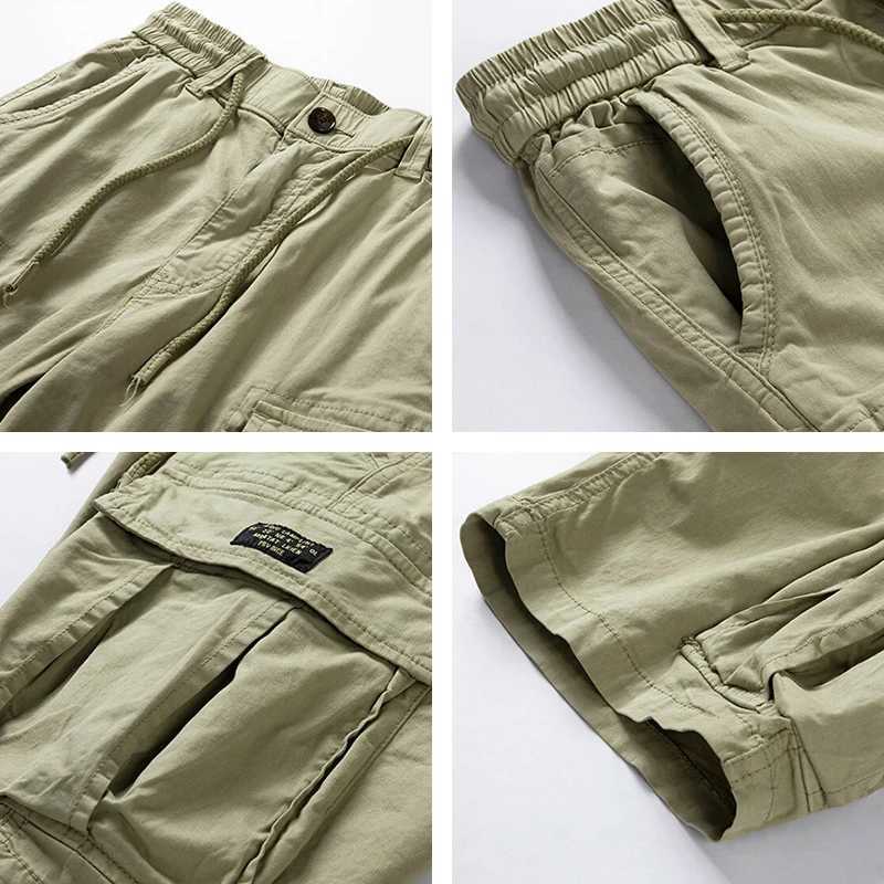 Mens Summer New Multi Pocket Cotton Cargo Shorts Mens Fashion Solid Fast Drying Running Shorts Outdoor Breathable Shorts Mens W250324