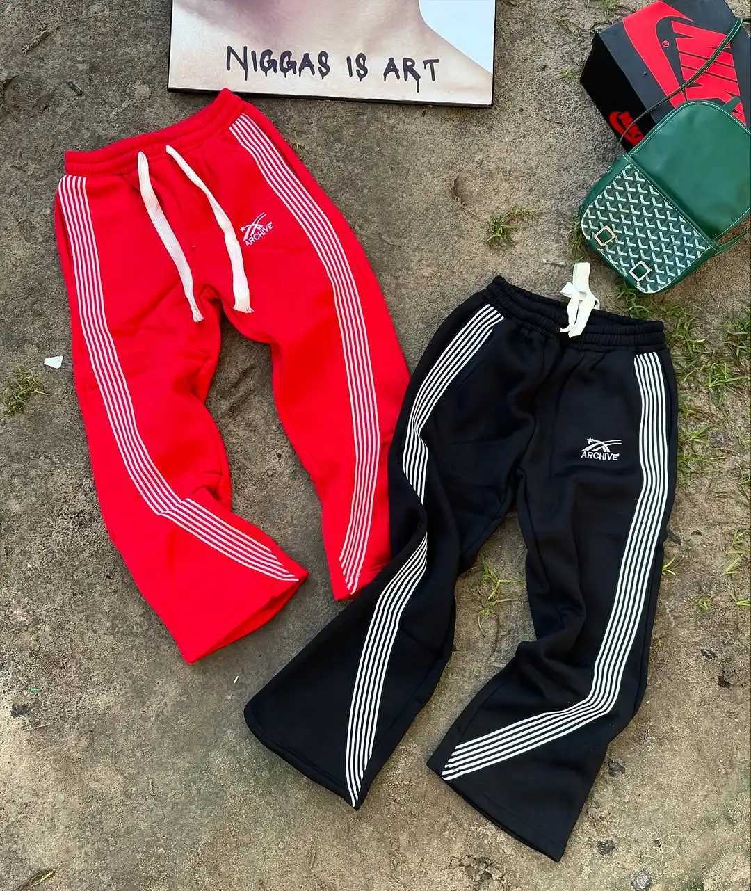 Men's Pants Man Pants Sport Baggy Trousers Men Y2k Streetwear Jogger Hip Hop American Retro Striped Harajuku Tracksuit Embroidered Trendy z250325