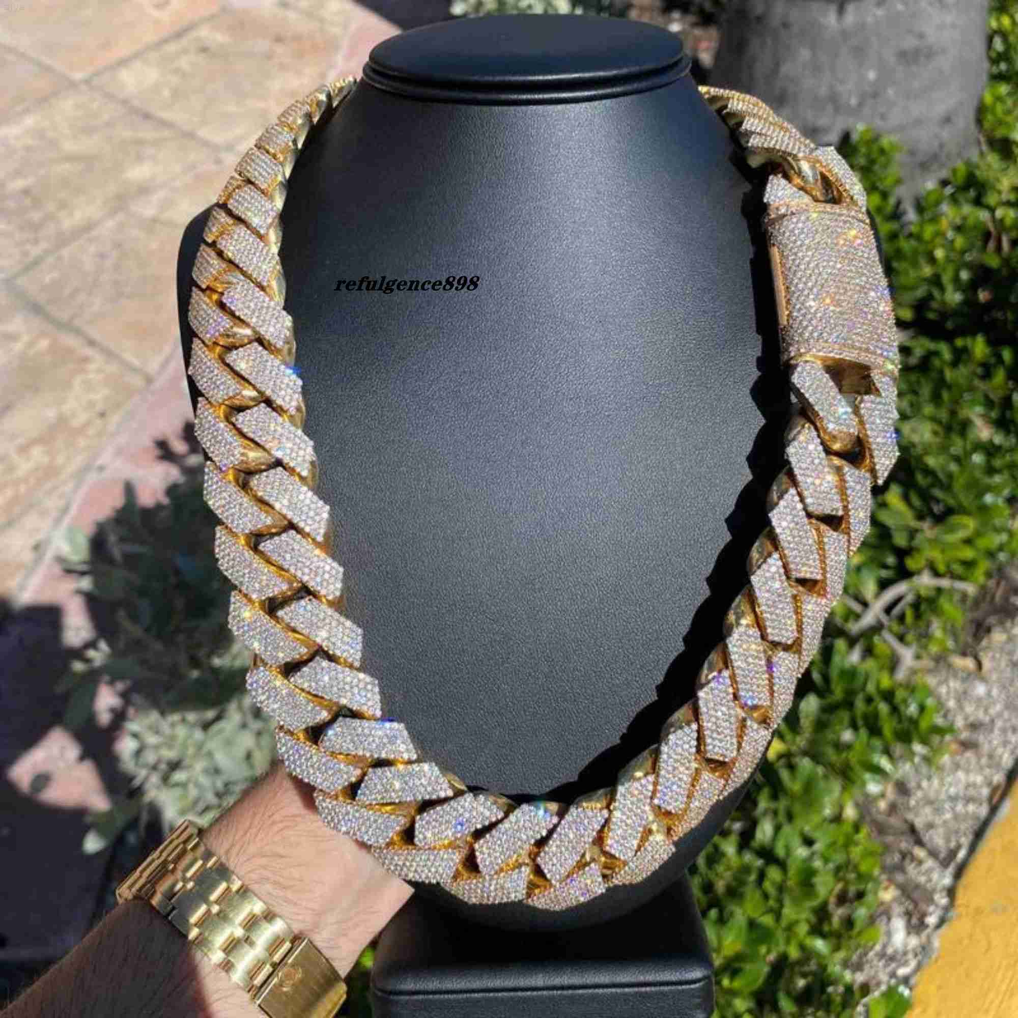 Top Quality 22mm 700 Grms Miami Cuban Chain Iced Out Ready to Ship 10k Gold Vvs Lab Grown Diamond Link