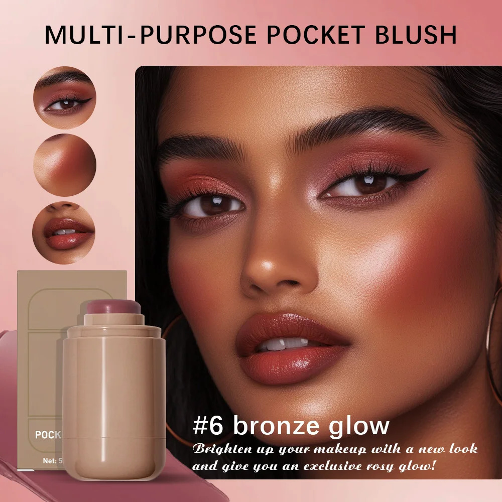 Pink Beauty Multi-use Blush Stick For Lips Cheek Long-lasting Hydrating Highlights Brighten Soft Natural Flush Cream Blush Stick 250324