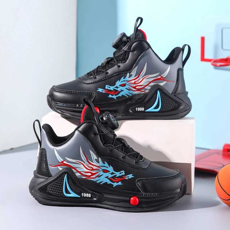 Childrens basketball shoes boys casual sports shoes dragon print fashion childrens sports shoes Tenis shoes lightweight basketball coaching machine W2