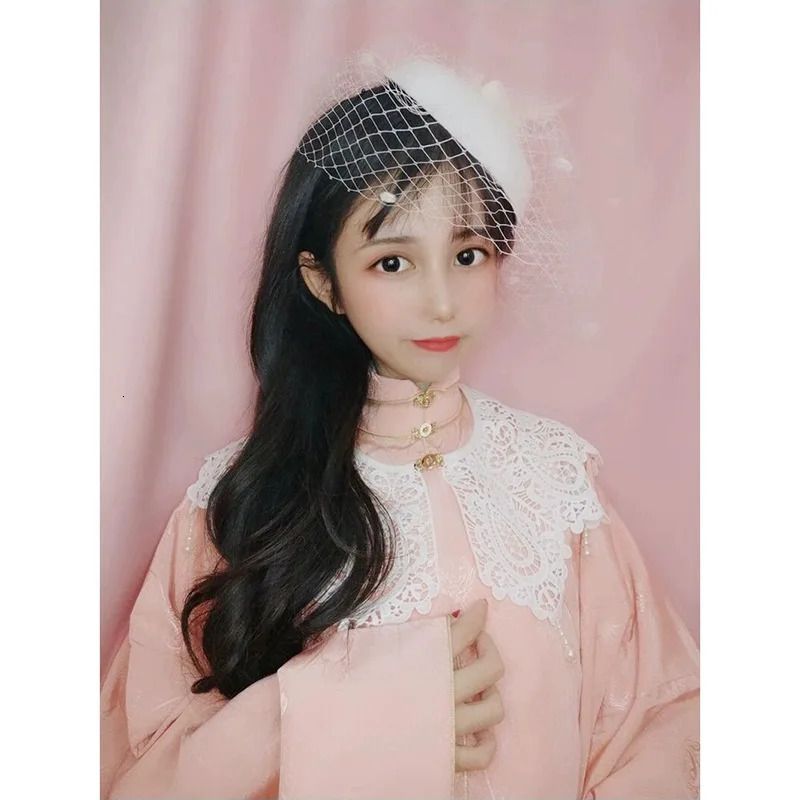 Bridal Hat Female Wedding Charm Hat Female Elegant Feather Veil Headwear 250322