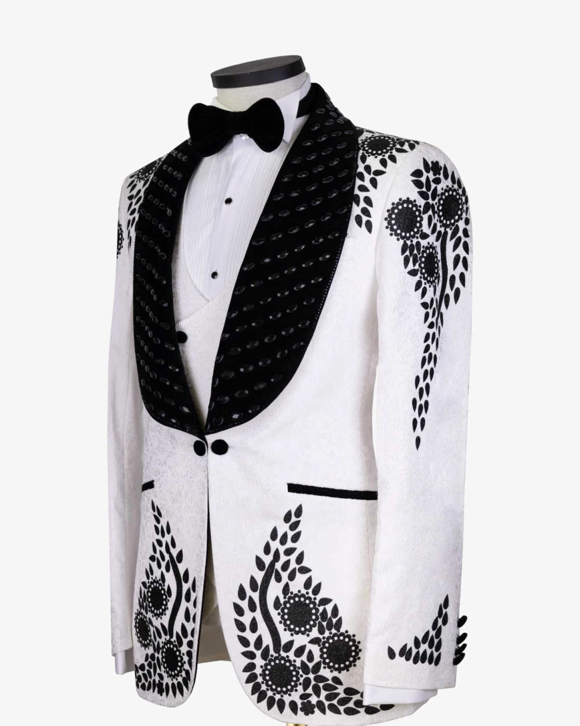 Unique Wedding Tuxedos Appliques Beaded Men Suit Shawl Lapel 2 Piece Set Jacket Pants Fashion Party Business Blazers Customized