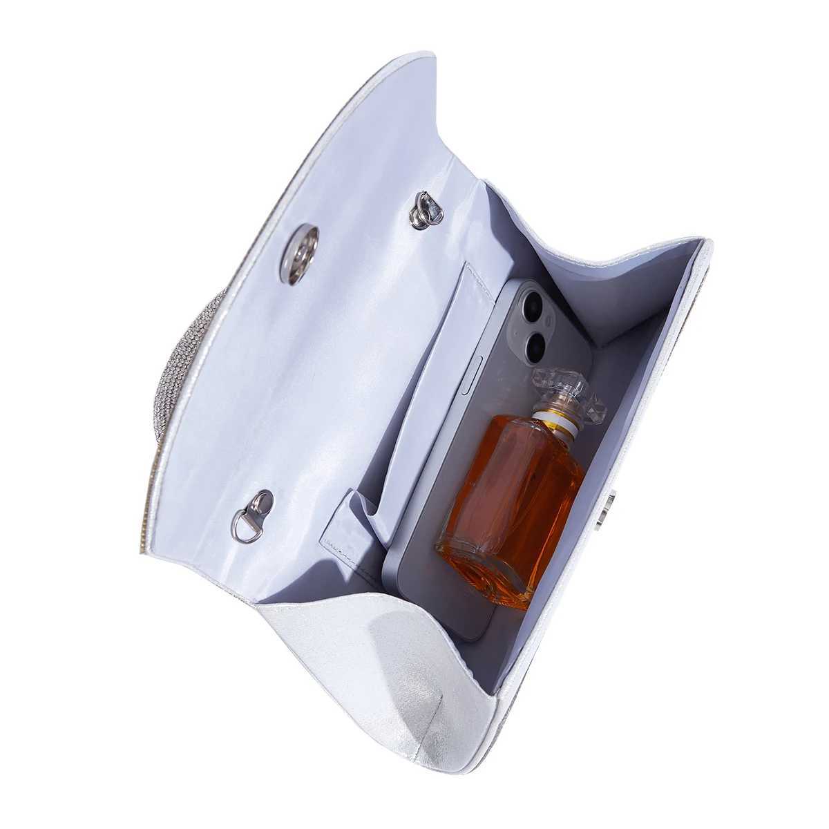 rhinestone handbag party sparkling evening bag fashionable shoulder bag wedding silver bag womens wallet Z250324