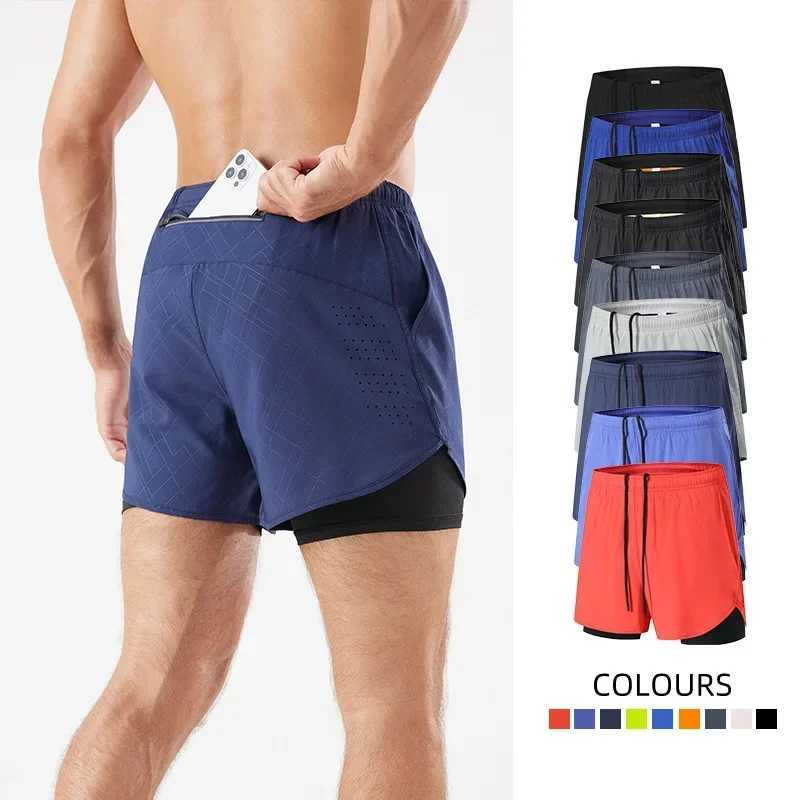 Summer 2 pieces of jogging clothing gym marathon running fitness beach shorts mens sports shirt double-layer training sports shorts W250324