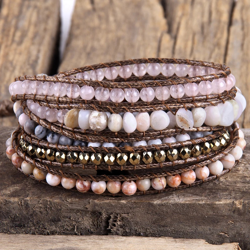 Fashion Bohemian Jewelry Natural Stones er 5 Strands Mix Handmade Wrap Bracelets Festival Gift 250318