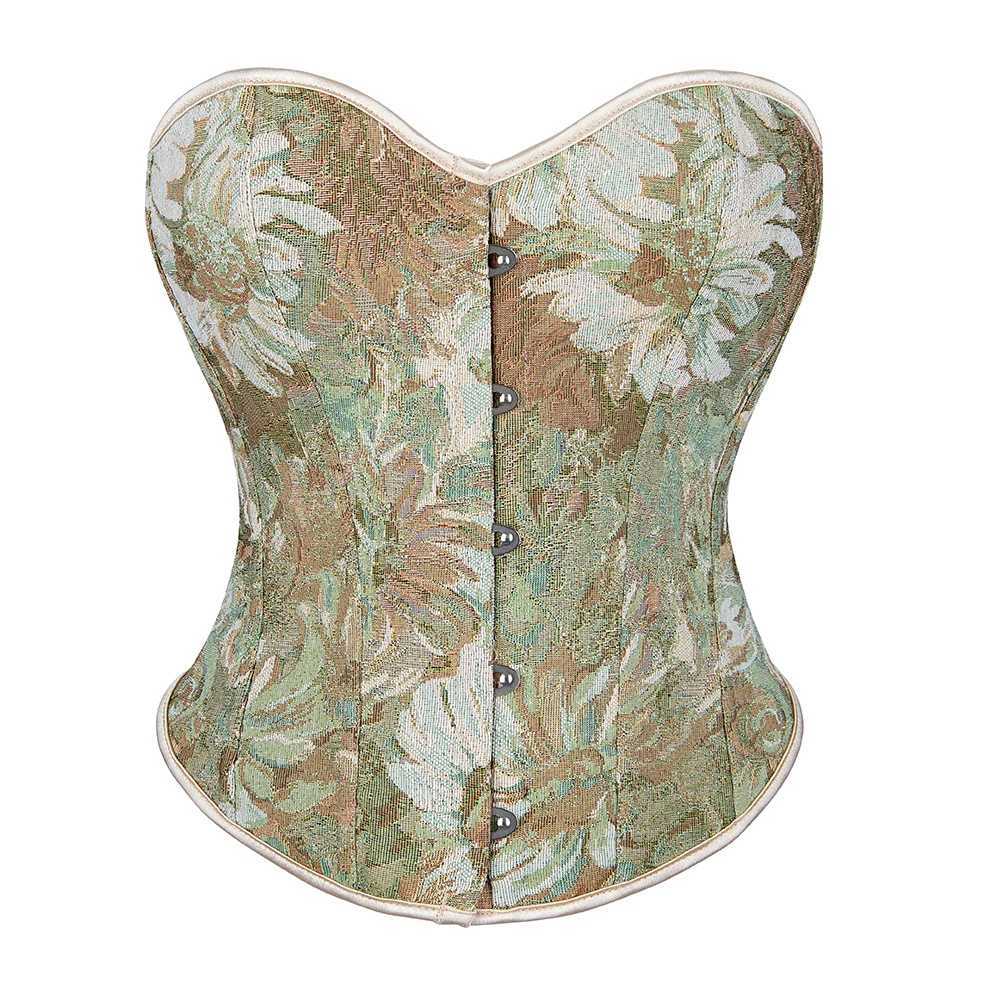 Floral corset vintage Bustier top medieval shoulder Korset Basque W250325