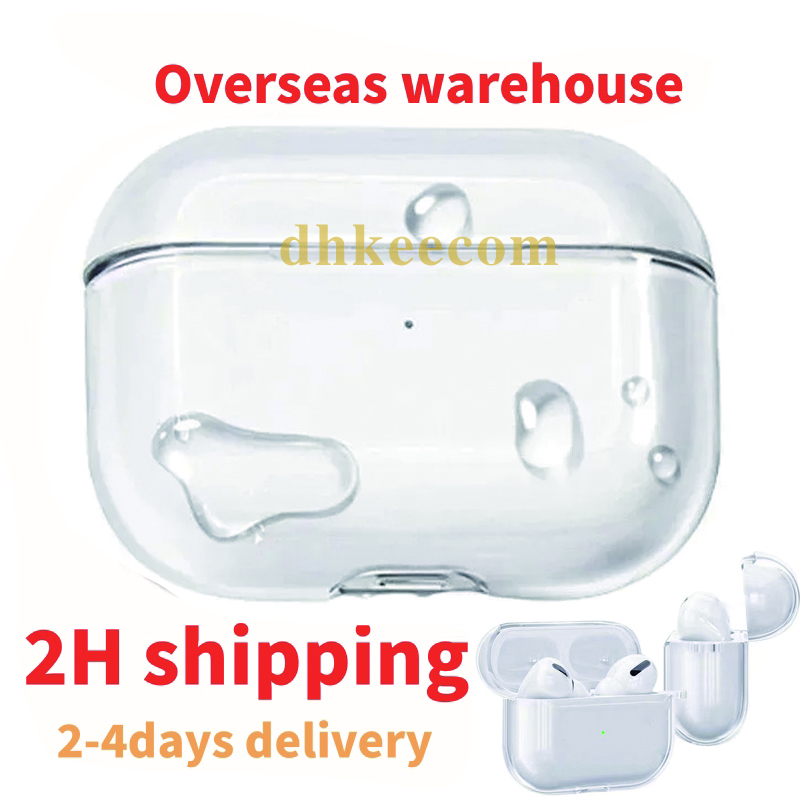 USA Stock delivery airpodspro 2 2nd Generation air 4 3 Headphone Accessories Solid Silicone Protective Earphone Cover case pods pro max Wireless Charging Case