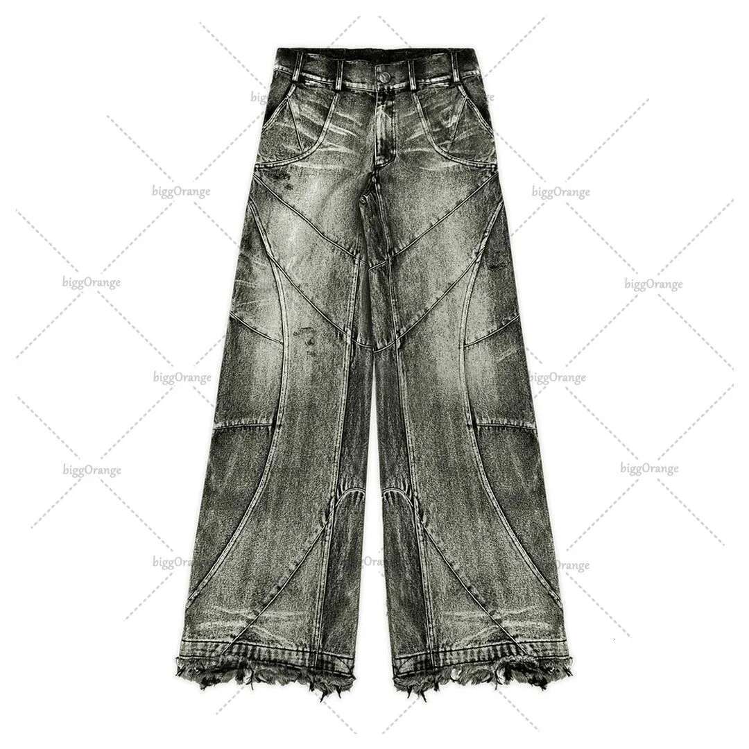 New Fashion Y2k Washed Hip Hop Oversized Jeans Men's Casual Punk Rock Loose Straight Distressed Wide Leg Pants Street Wear