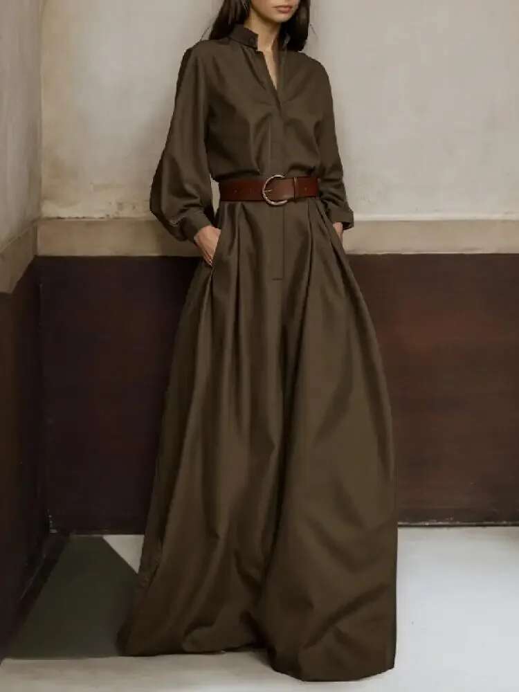 Onecozyday 2024 Stylish Solid Color Coverall For Urban Women Stand Collar High Waist Loose Fit One-Piece Suit Casual Jumpsuits