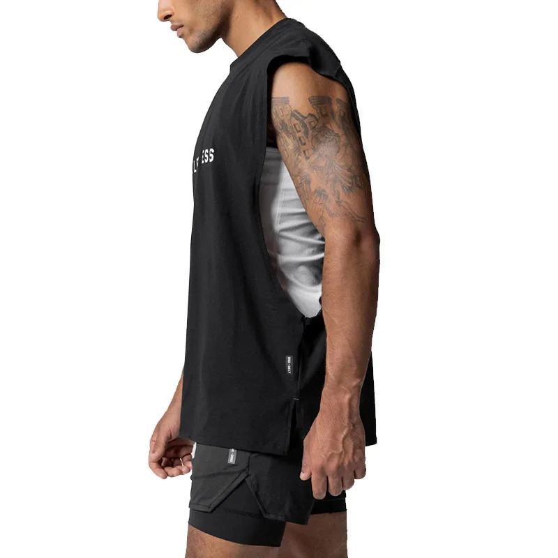 Mens Summer Cotton Casual Tank Top Gym Fitness Clothing Sleeveless Shirt Bodybuilding Running Singlet Undershirt Workout Vest 250320
