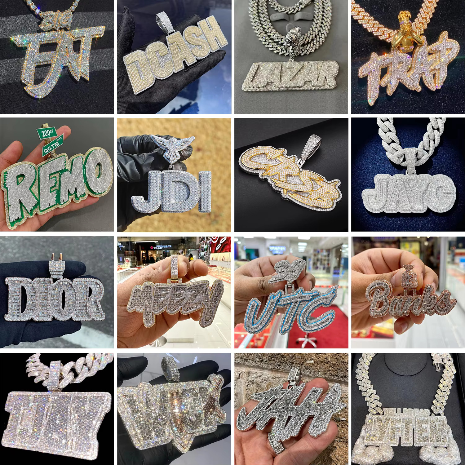 Personalized Letter Custom Name Necklace Iced Out Moissanite Number Pendant for Men Baguette Hip Hop Rock Rapper Jewelry Fashion
