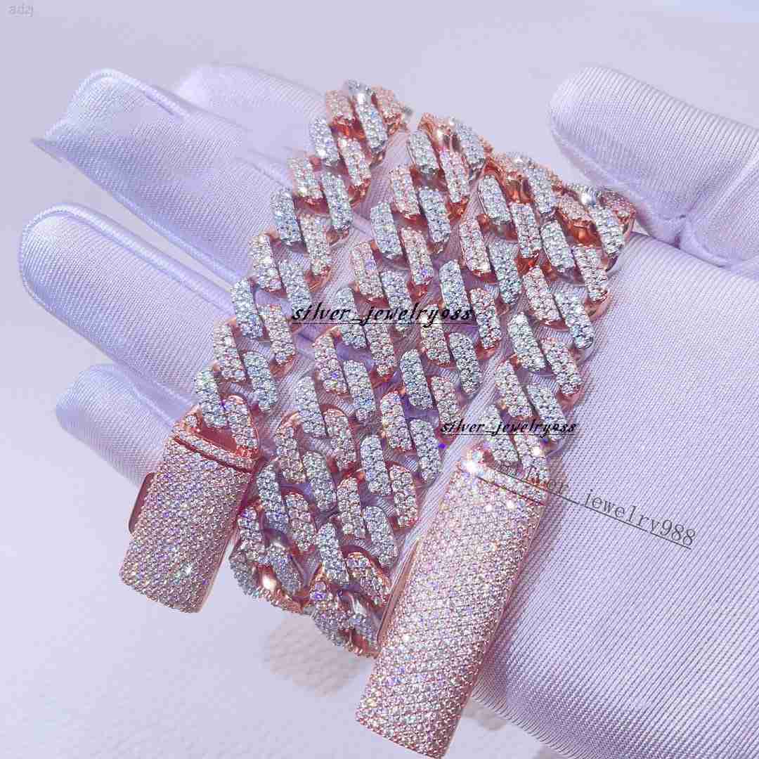 Am Jewelry 8mm 10mm 12mm Vvs d Color Diamond Necklace Bracelet Gra Certificate 925 Silver Iced Out Cuban Link Moissanite Chain