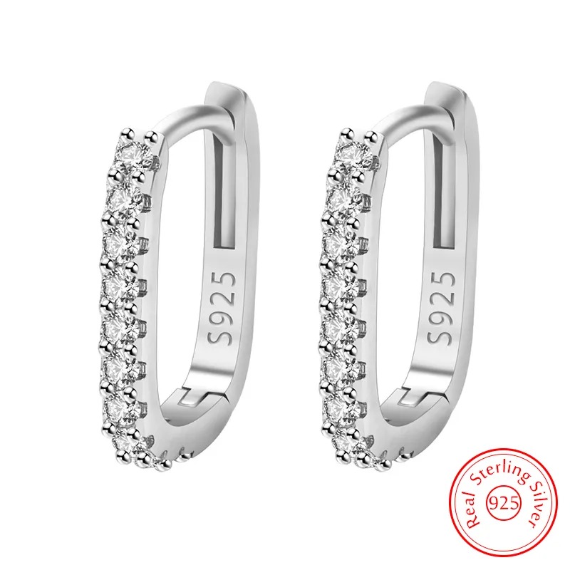 Elegant 925 Sterling Silver Crystal & Zircon Hoop Earrings for Women