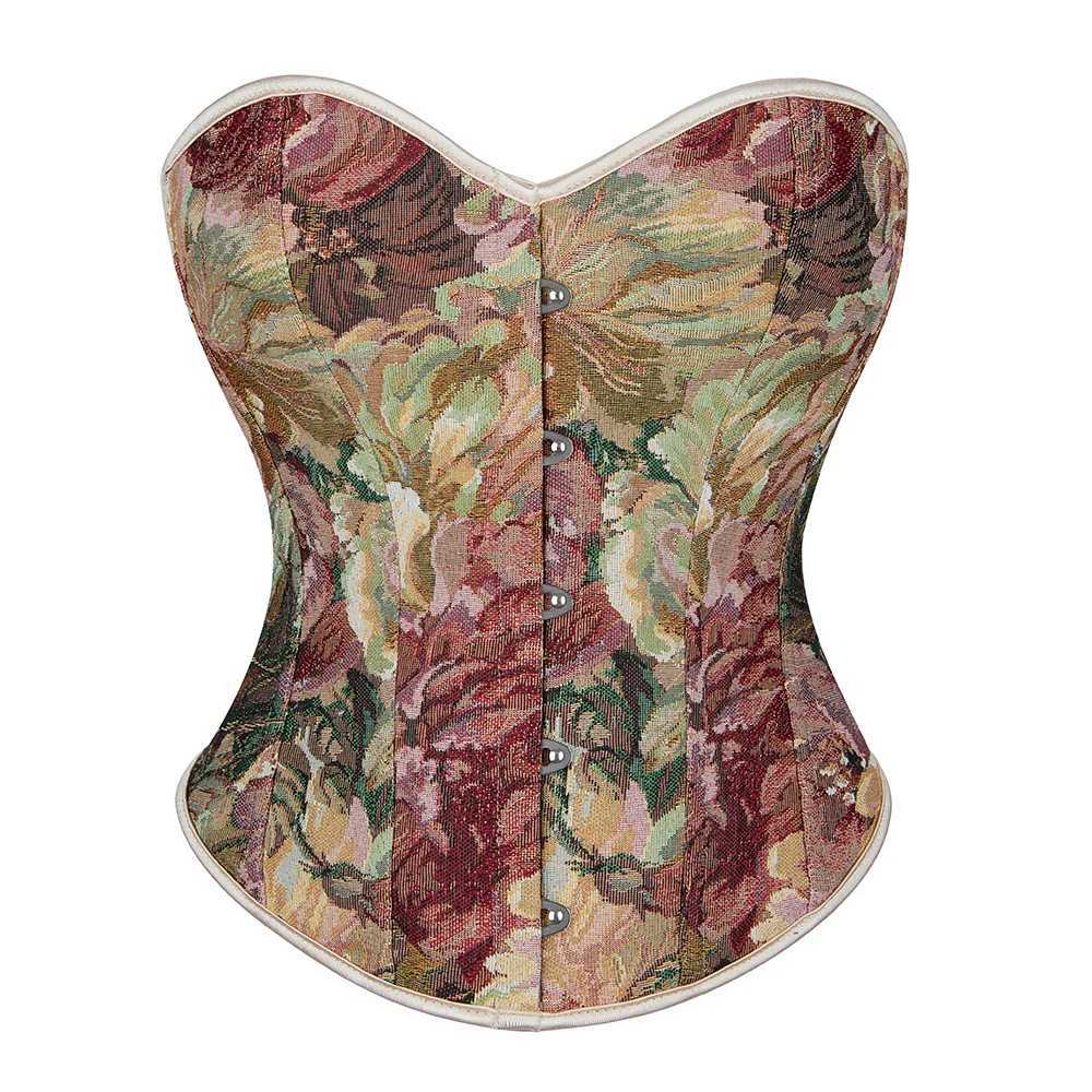 Floral corset vintage Bustier top medieval shoulder Korset Basque W250325