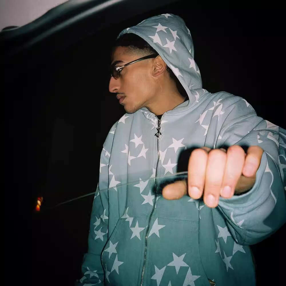 Street punk style top hip-hop new with letter pattern print hoodie