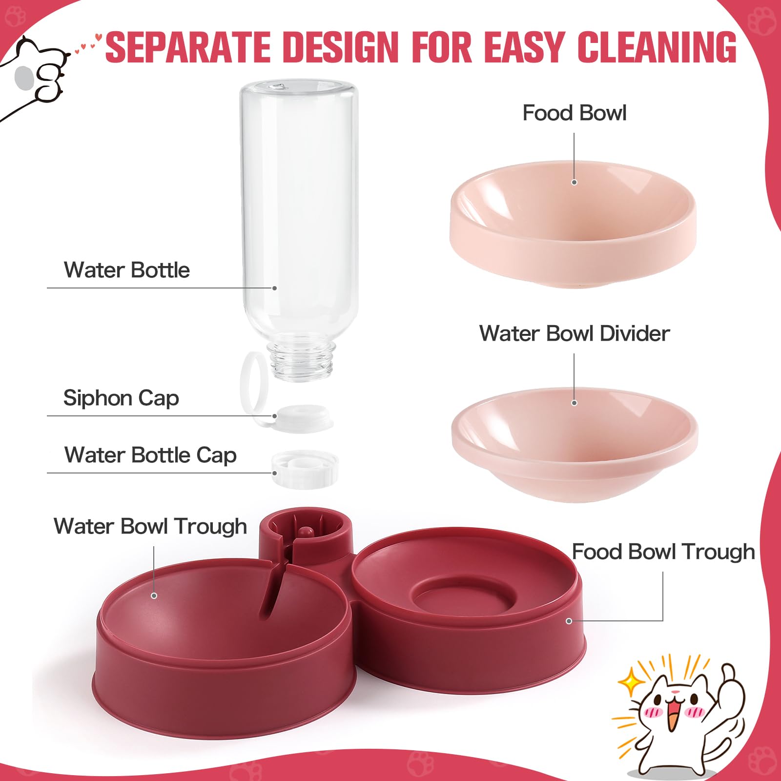 Pet Feeding Station: Whisker-Compatible Cat Dish with Integrated Water Fountain for Kitties and Puppies