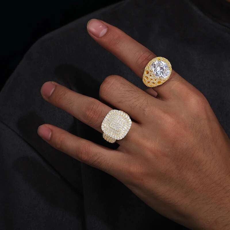 Unisex Classic Style Luxury 925 Ring Moissanite Men Hip Hop Jewelry Gift