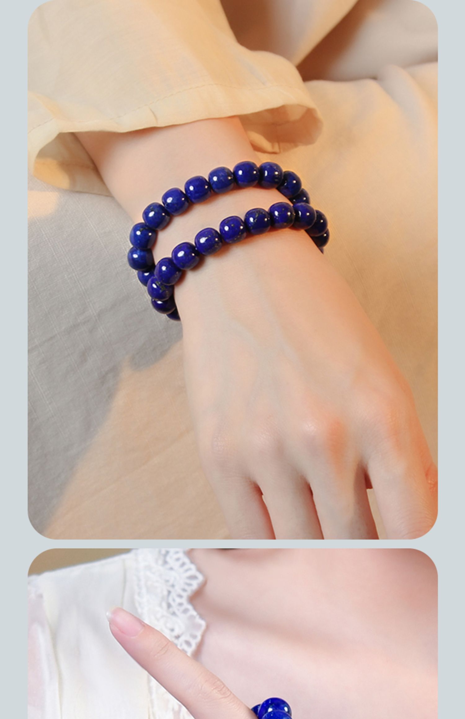 Lapis lazuli old mine material sapphire blue grade loose beads single circle men's and women's blue crystal bracelet