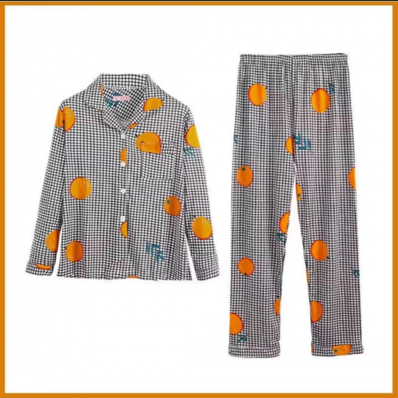Pajama women's autumn and winter sleeved lapel Korean version set, long pants, plus size home suit set
