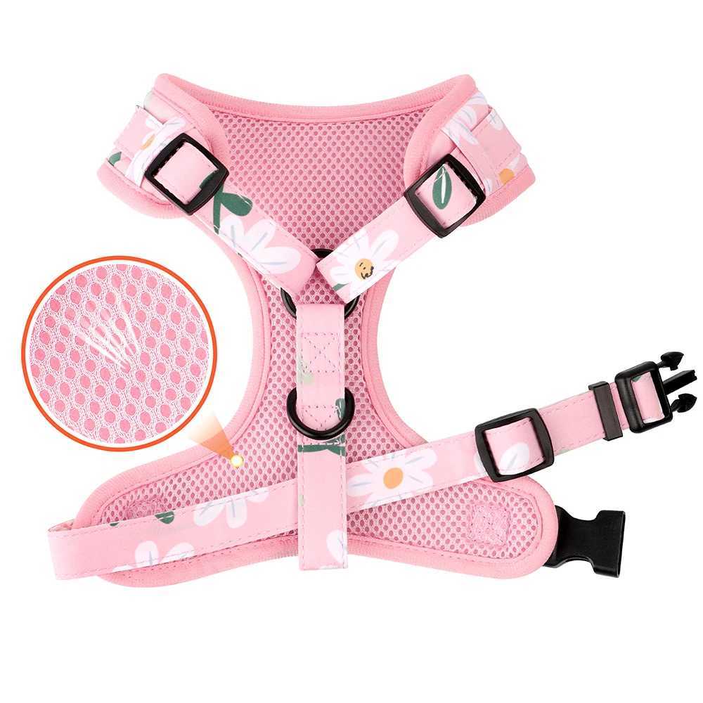 3/4 personalized dog collars harnesses treatment bags floral pets carved collars breathable harnesses suitable for small and large dogs X250326