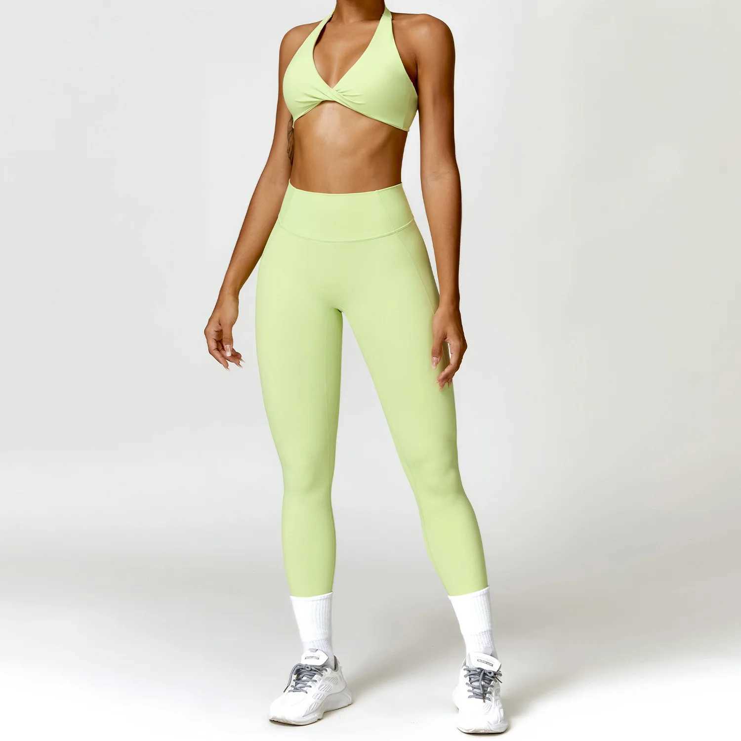 2PCS yoga set nude feeling exercise set womens track and field suit gym push ups fitness running exercise suit sports bra leg set W250326