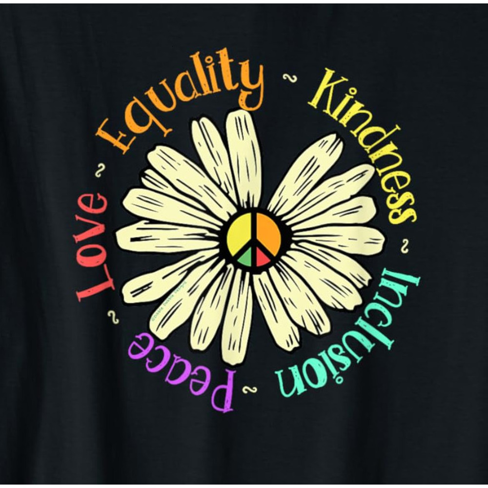 T shirt for Mens Love Peace Kindness Equality Inclusion Peace Sign Daisy Graphic Tee Casual Tops Clothes Short sleeve cool