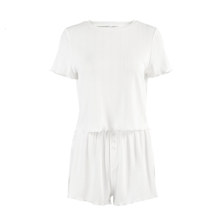 2025 Spring/Summer Knitted Hollow Short Sleeve Shorts Comfortable Sleepwear Women's New Loose Casual Home Clothes