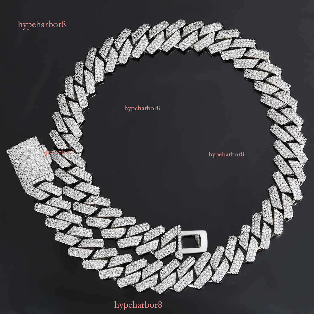 Wholesale Vvs Moissanite Dia Hip Hop Jewelry Necklace 20mm Ice Out Miami Cuban k Chain S Sier Bracelet