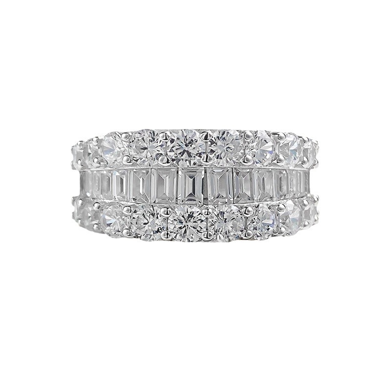 Choucong Handmade Gorgeous Sparkling High Quality Real 100% 925 Sterling Silver Half Princess Cut White Moissanite Diamond Women Wedding Band Ring Gif