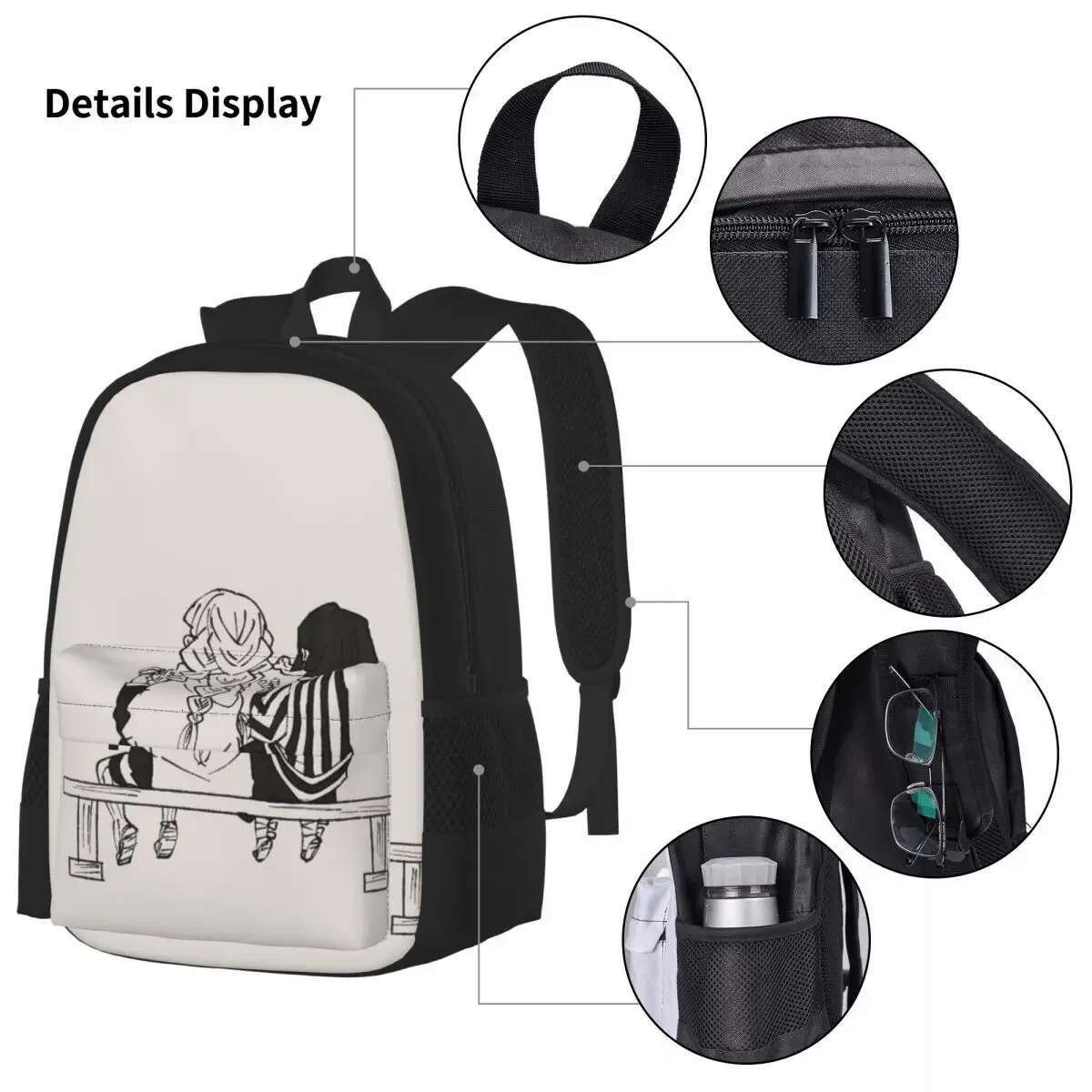 Mitsuri Kanroji And Iguro Obanai Backpacks Boy Girl Bookbag Children School Bags Kids Rucksack Lunch Pen Bag Three-Piece Set