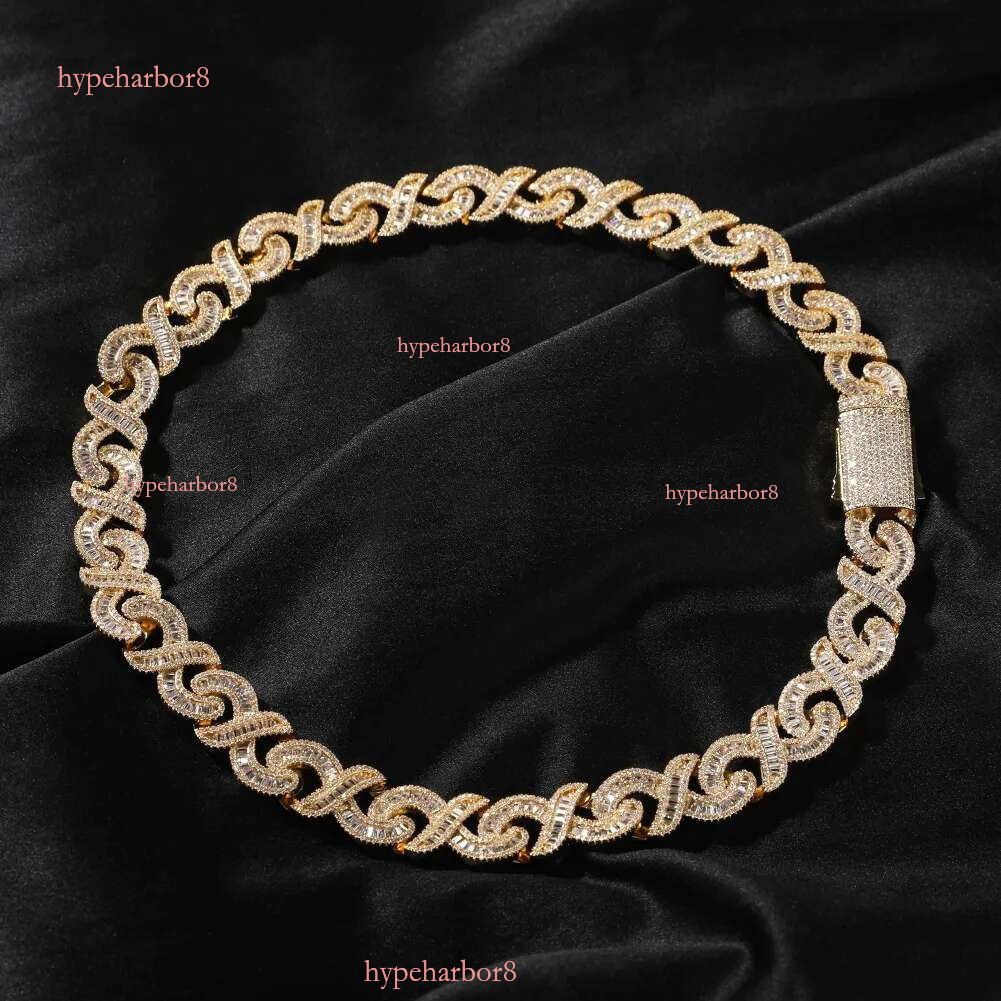 Pendant Necklaces THE BG KING 15mm Infinity Cuban Baguettecz Necklace Iced Out Square Cubic Zirconia HipHop Fashion Jewelry For Party Gift 230908