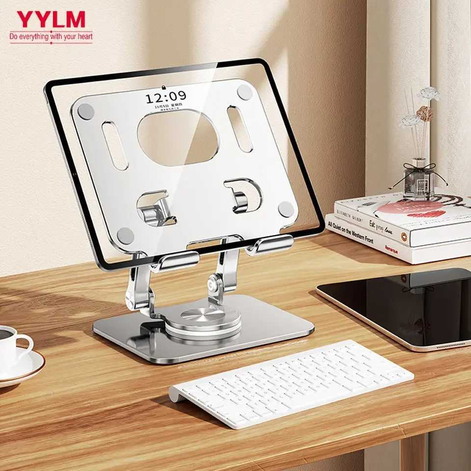 360 rotating tablet stand for iPad adjustable folding tablet stand aluminum phone stand compatible with iPad Pro/Air/MiniXJ250326
